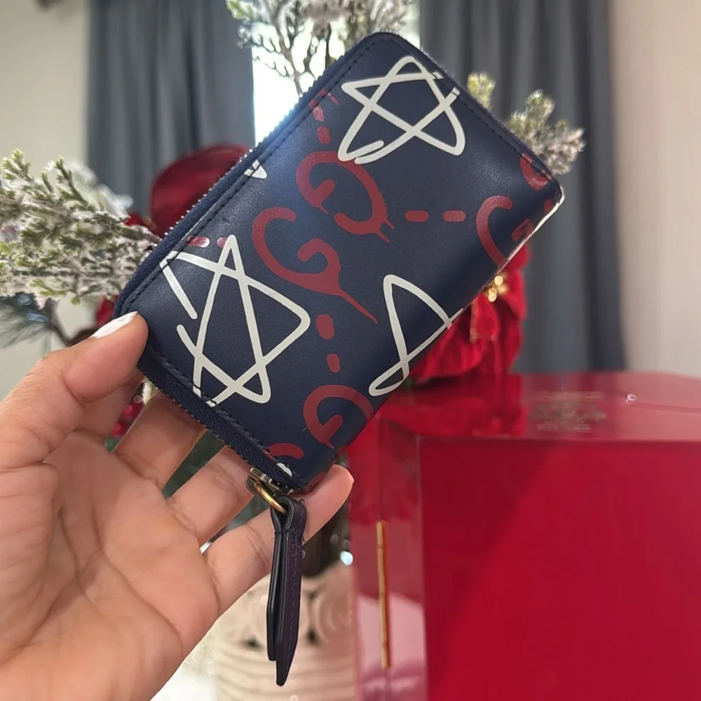 💙♥️GUCCI Calfskin Ghost Zip Around Card Case/Wallet - Picture 3 of 10